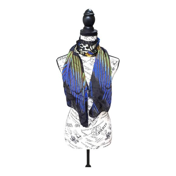 Roberto Cavalli Silk Butterfly Moth Print Luxury Scarf Wrap Elegant Designer - Picture 2 of 7